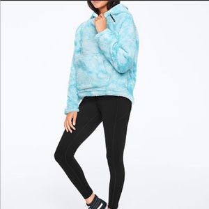 PINK Brand Teddy funnel neck pullover Sherpa hoodie w/ kangaroo pocket. Large.